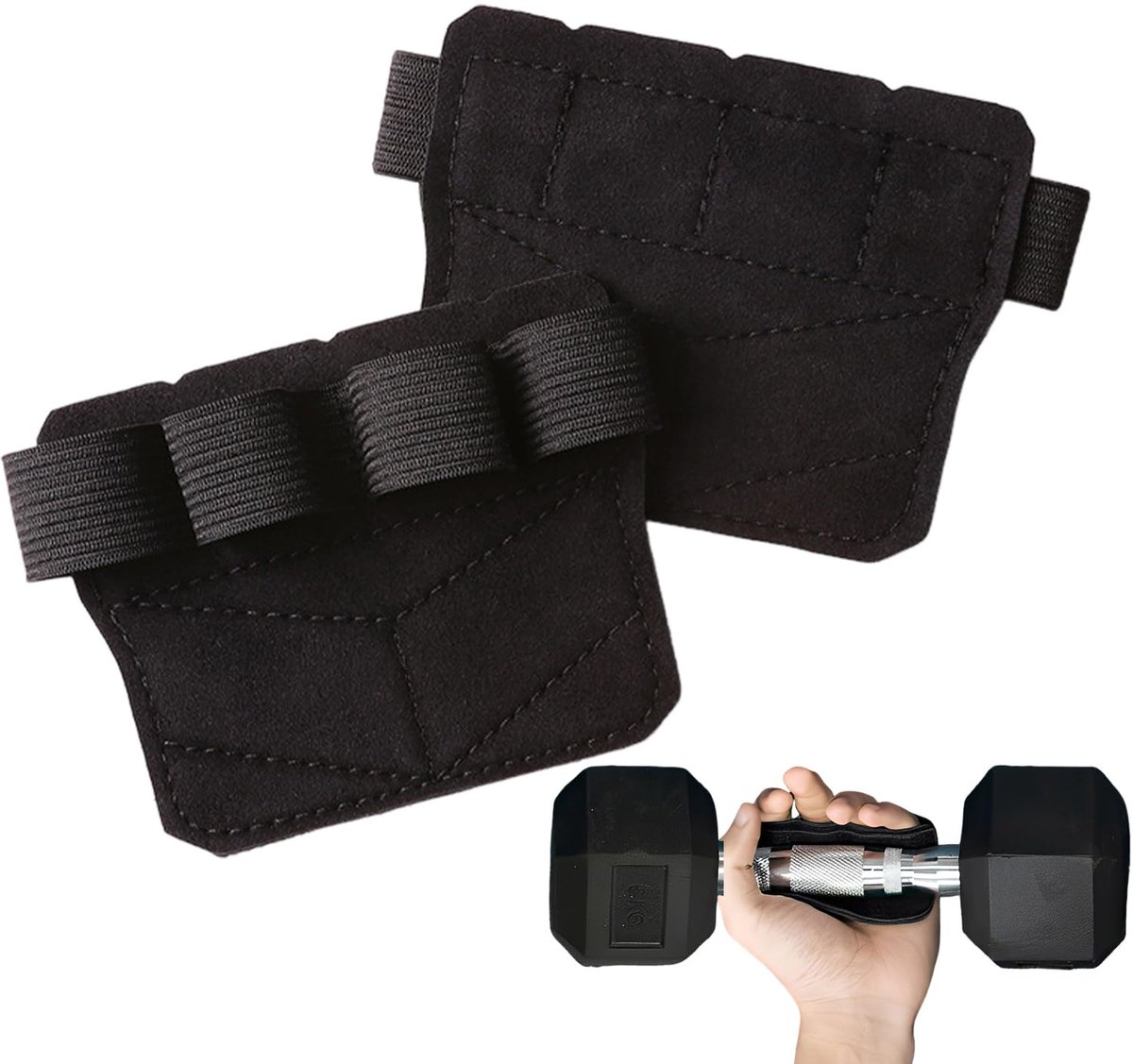Grippads fitness accessoires – 1 paar leren anti-slip grip pads – 9,5x7,6 cm sporthandgrepen voor pull-ups en - ShopVlot