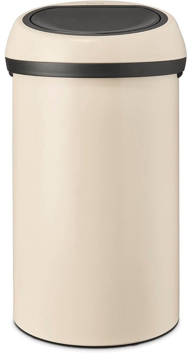 Afvalemmer Touch Bin - Prullenbak Huishouden - Groot Volume Afval - Soft-Touch Opening - 60 Liter Vierkant - Zacht Beige