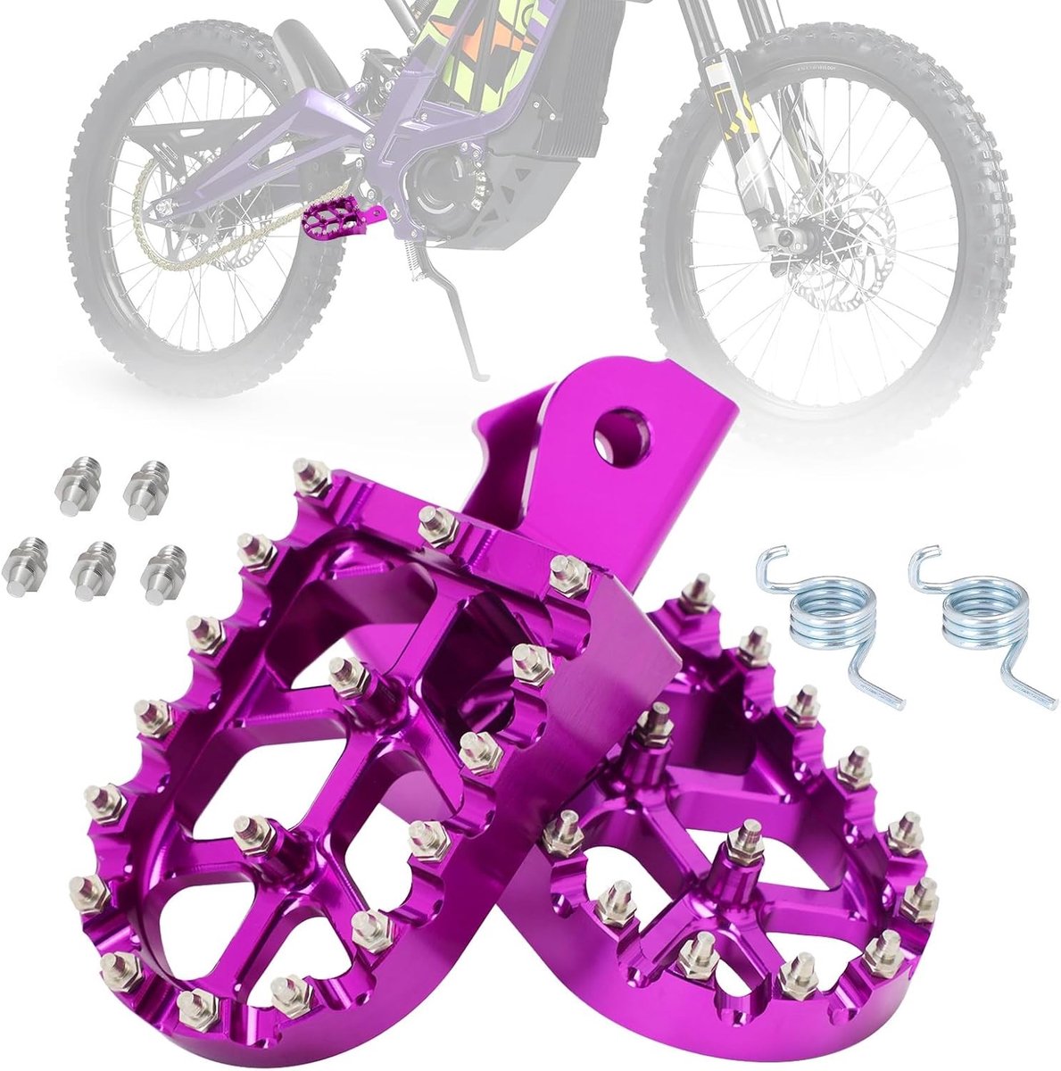 Dirt Bike Passagiers Voetsteunen Pedalen voor MX Stijl CNC, Geschikt voor Elektrische Fietsen, Paars