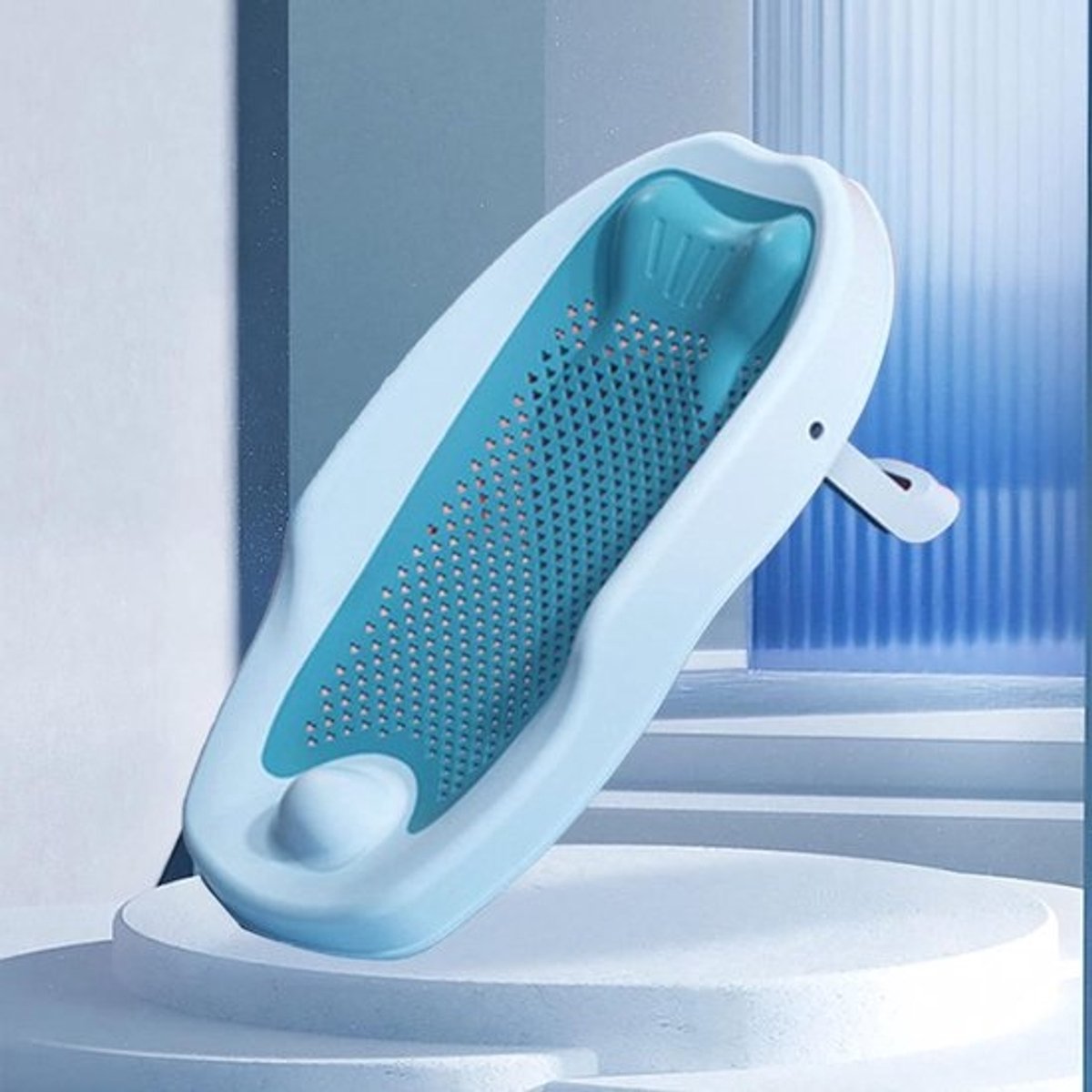 Babybadsteun - Babybadje Zitje - Veilig Baden - Antislip Netontwerp - Universeel - Blauw