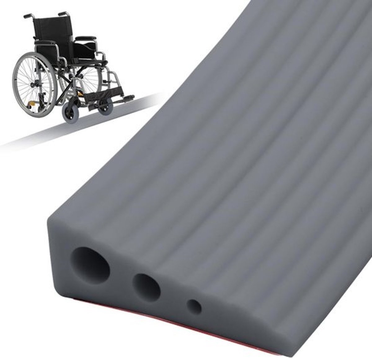 Drempel Hulpstuk - Overgangsrail Rubber - Barrièrevrij Wonen - Zelfklevende Onderkant - 100x6.5x2.5 cm - Grijs