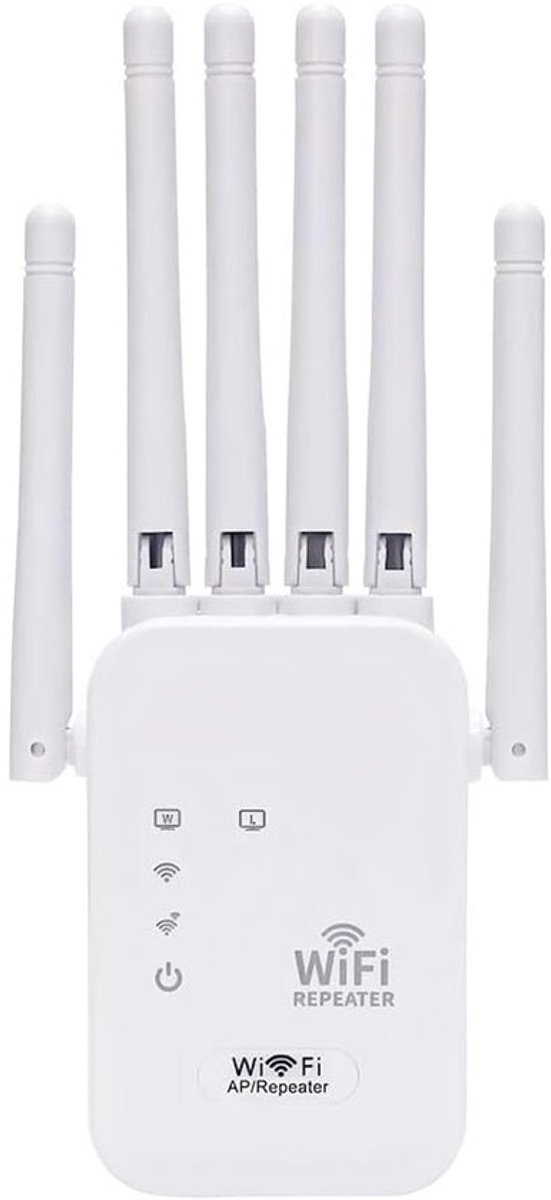 Wifi Versterker - Internet Booster - Bereik Uitbreiden - 6 Antennes 300 Mbit/s - 19.7 x 9.2 x 7 cm