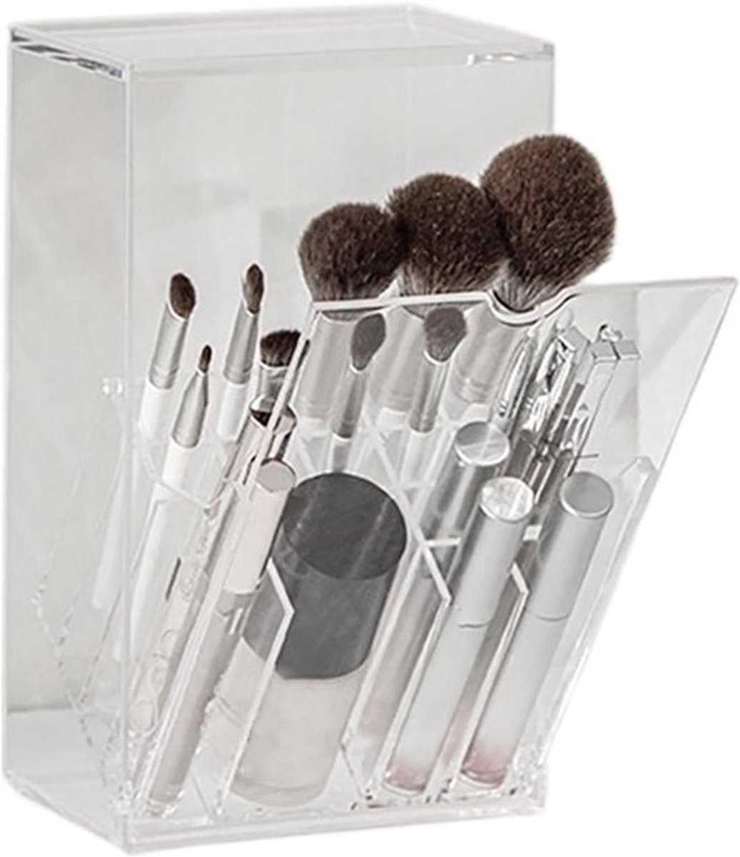 Make-up Borstel Organizer - Cosmetica Houder - Schoonheidsproducten Opbergen - Stofdichte Klep - 249 x 132 x 249 cm - Transparant