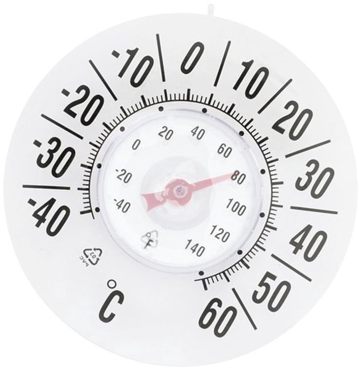 Temperatuurmeter Binnen Buiten - Weerstation Klok - Klimaat Monitoren - Mechanische Registratie - 180 Mm Diameter - Wit