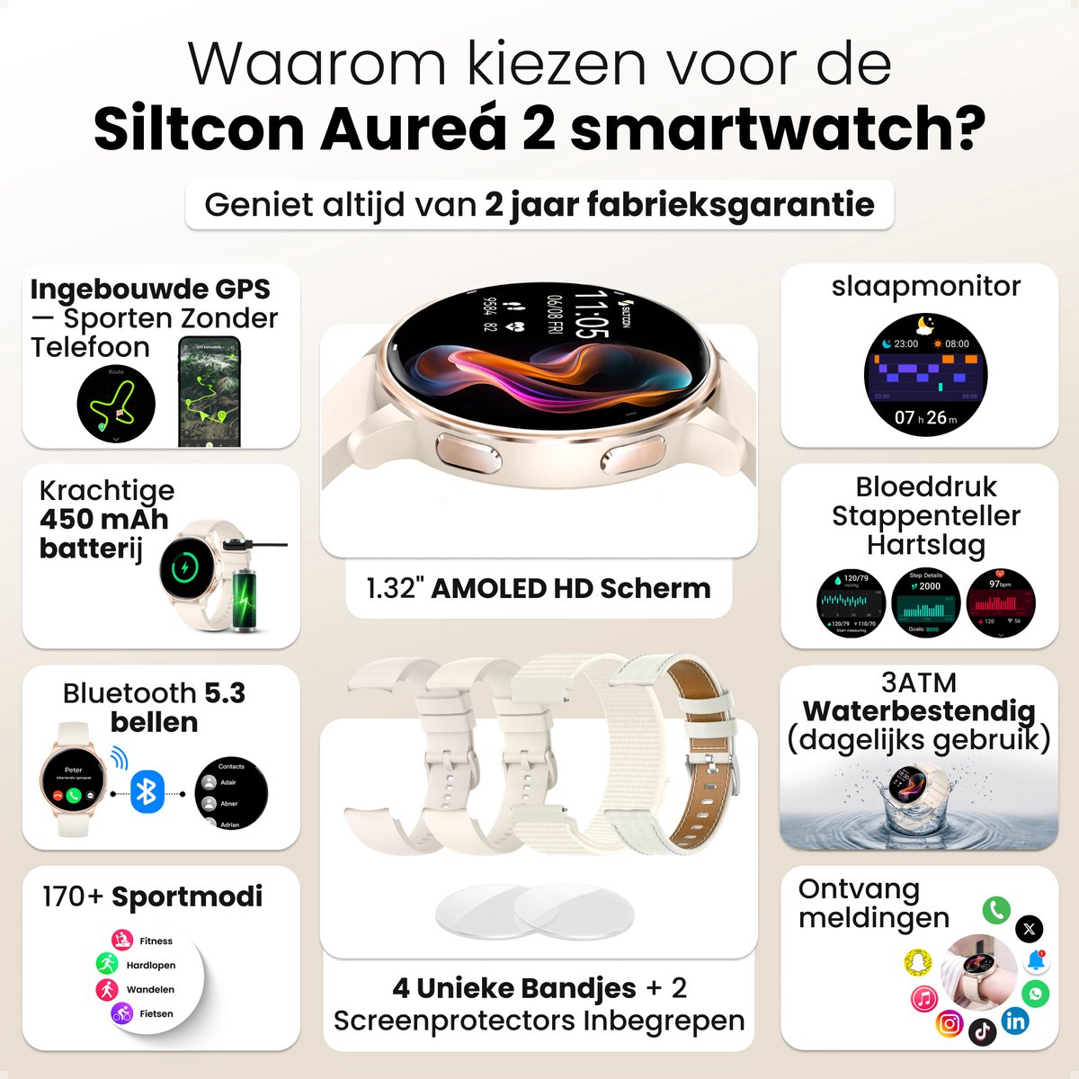Inwealth Auréa Pro GPS Smartwatch Dames - Hartslagmeter - afbeelding 2