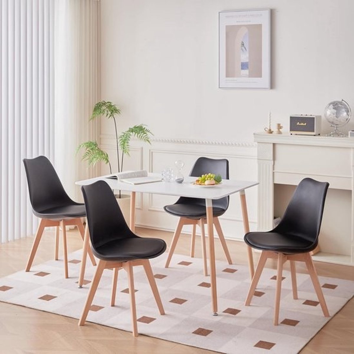 Rechthoekige Eettafelset met 4 Stoelen - Ideaal voor Thuis, Kantoor en Café