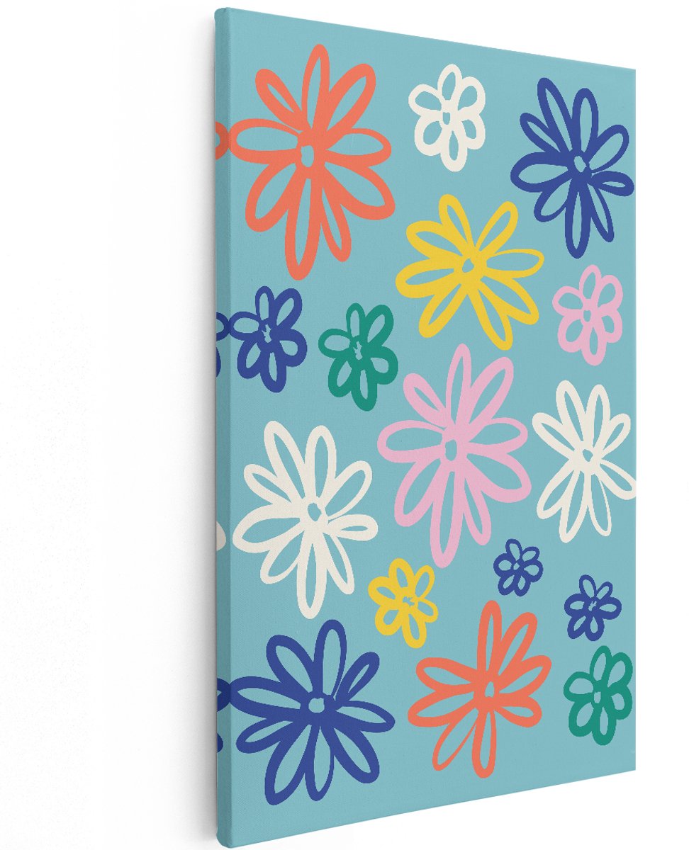 Artaza Canvas Schilderij Zonnebloemen in Kleuren - Abstract - 120x180 cm - Groot - Foto Op Canvas - Wanddecoratie Woonkamer