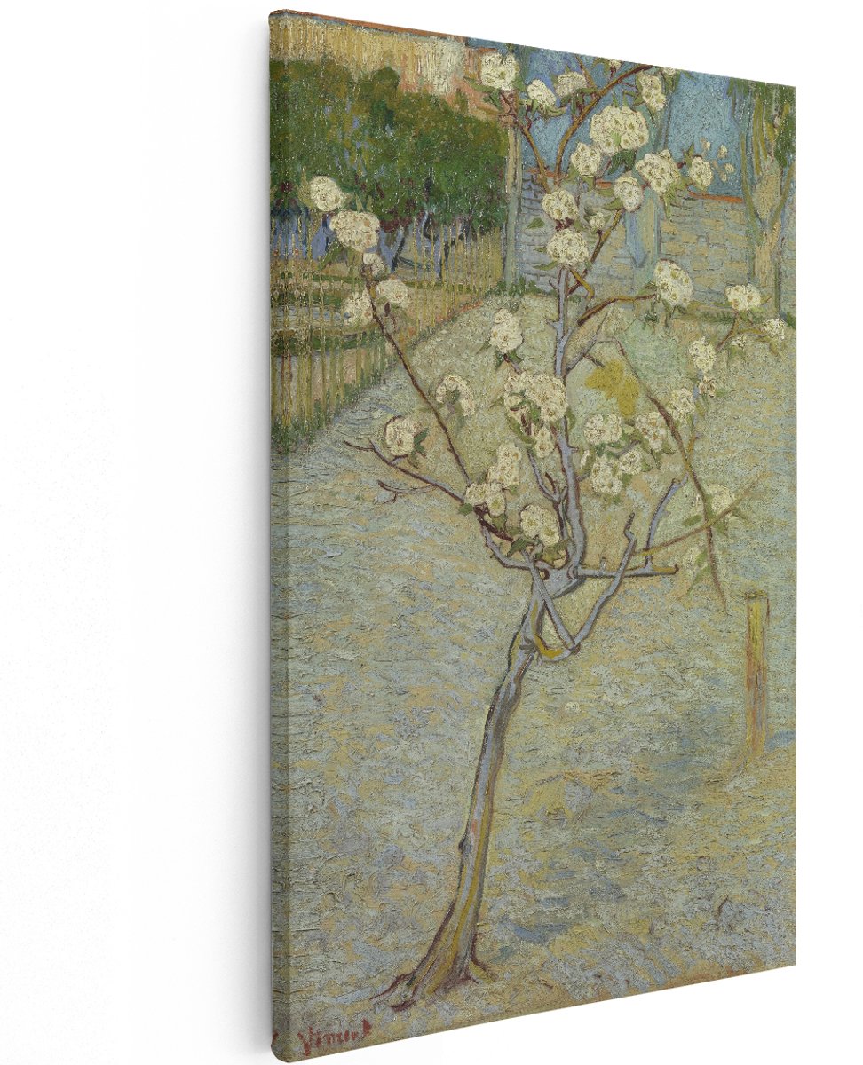 Artaza Canvas Schilderij Perenboompje in Bloei - Vincent van Gogh - 120x180 cm - Groot - Kunst - Wanddecoratie Woonkamer