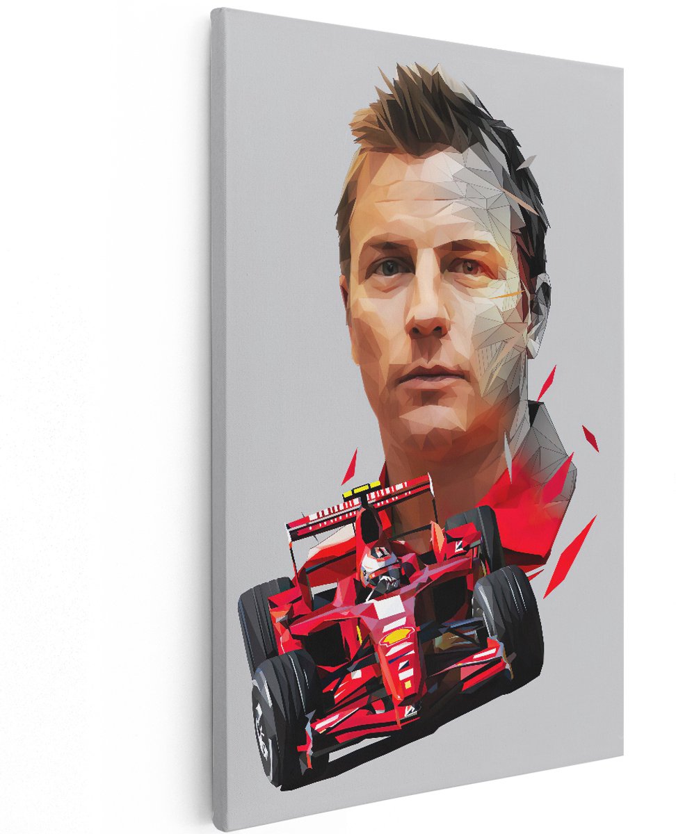 Artaza Canvas Schilderij Kimi Raikkonen bij Ferrari F1 - 120x180 cm - Groot - Muurdecoratie - Canvas Print
