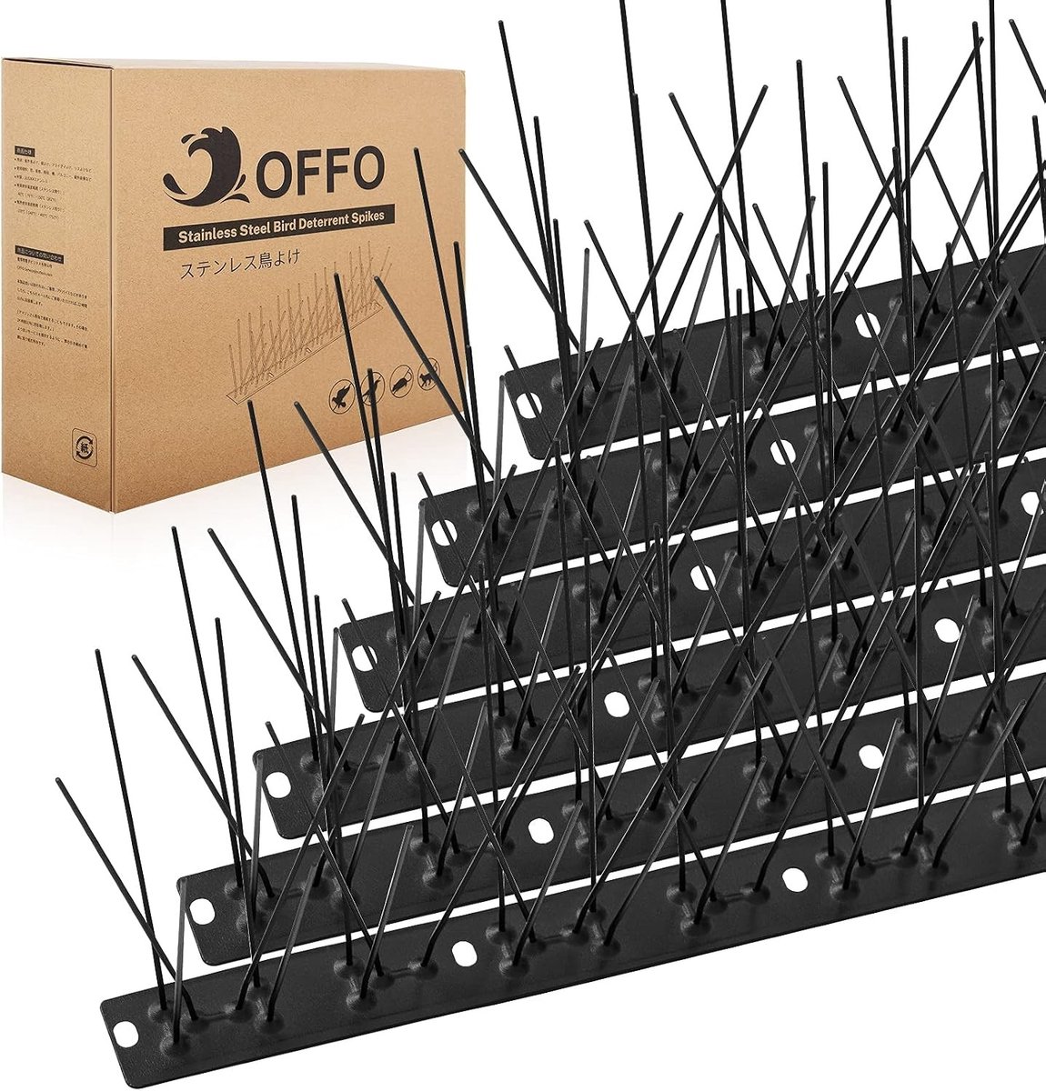 Duurzame vogelafschrikspikes voor daken en ramen, effectief tegen duiven, meeuwen en kleine vogels, set van 5.2m in mat zwart