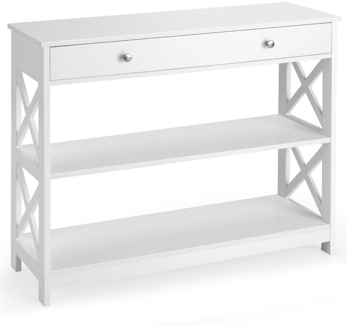 SureDeal® - Consoletafel - Lagen Banktafel - Lade - Opberg Planken Ingangstafel - Ontwerp - Hal Woonkamer - Ingang - 100x30x80 cm - Wit