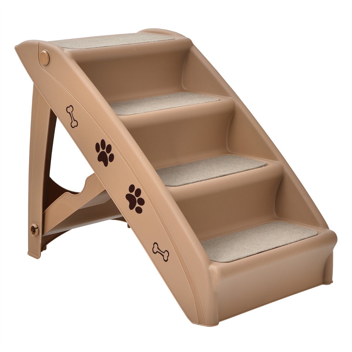 SureDeal® - Hondenproduct - Staps Beklede Huisdierentrap - Zacht Vilt - Honden Katten Koffie - 77x39x13 cm - Koffiebruin