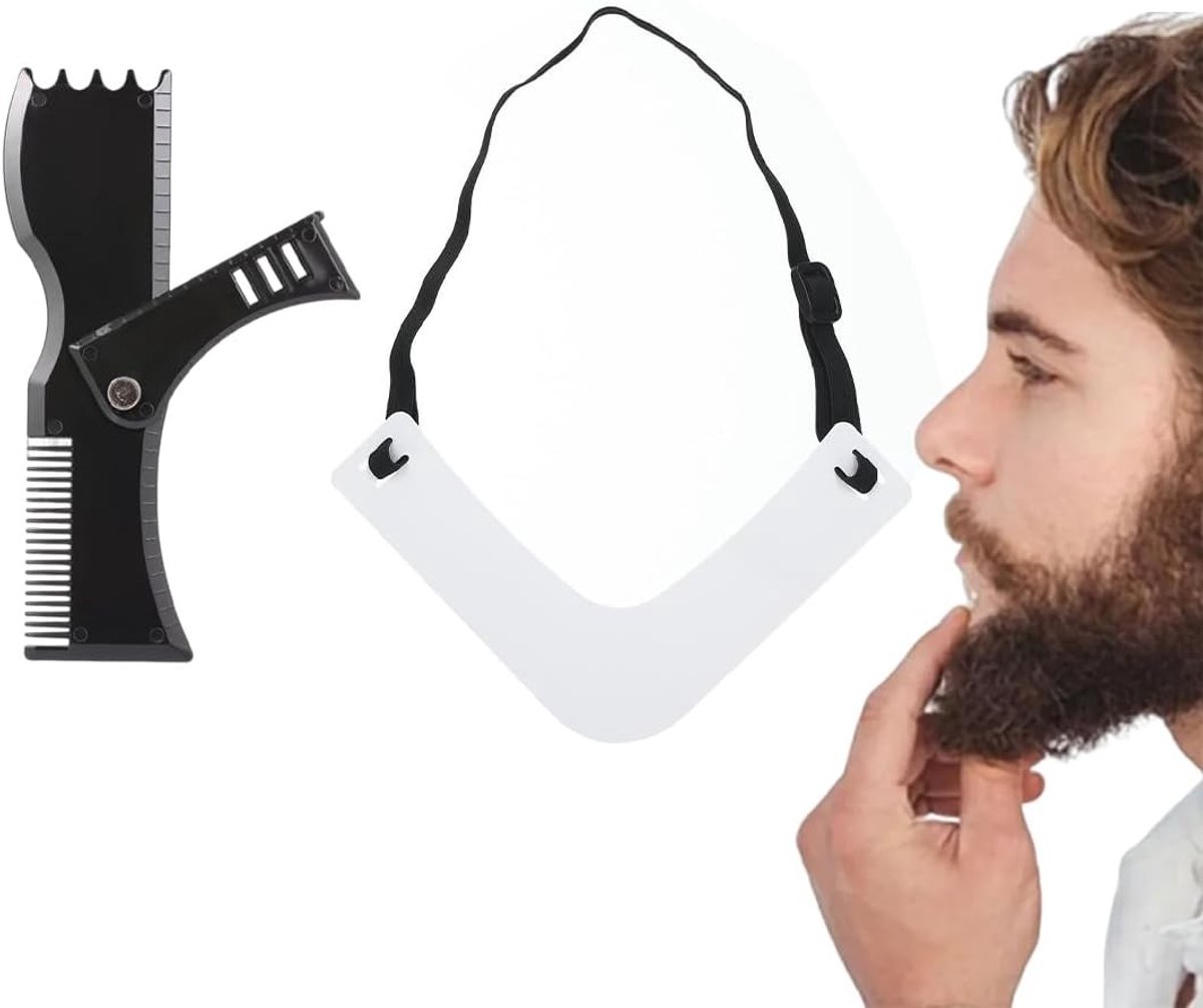Beard Stencils en Kam voor Mannen - 2 Stuks voor Perfecte Baardstyling en Scheren van Baard