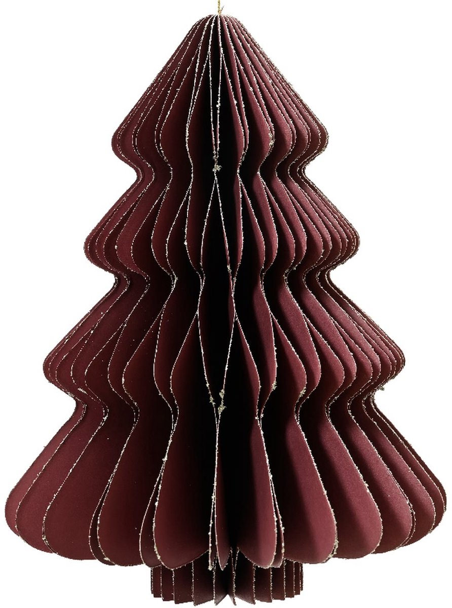 Kaemingk Kersthanger kerstboom maroon glitter 15 cm