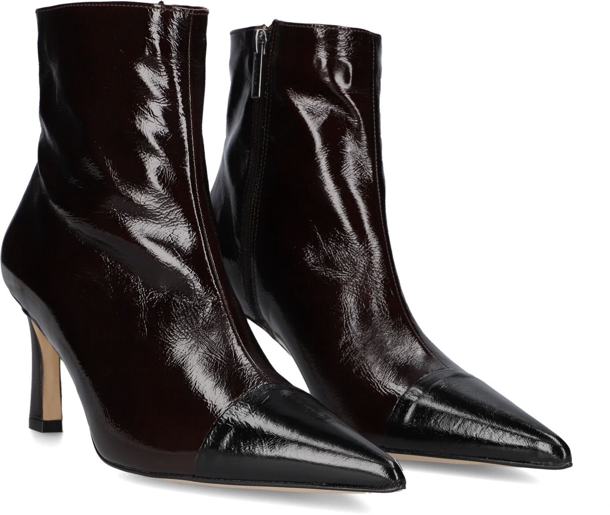 Notre-V 77235 Enkellaarsjes - Enkelboots met rits - Dames - Bruin - Maat 43