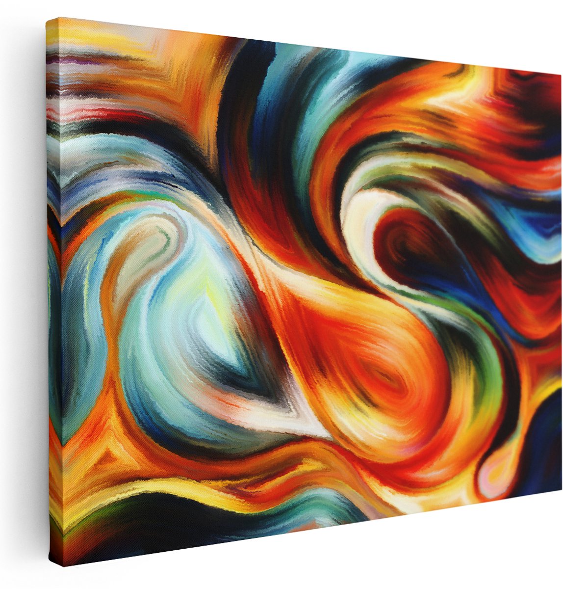 Artaza Canvas Schilderij Abstracte Kunst van Kleurrijke Verf - 160x120 cm - Groot - Wanddecoratie Woonkamer - Schilderijen - Muurdecoratie