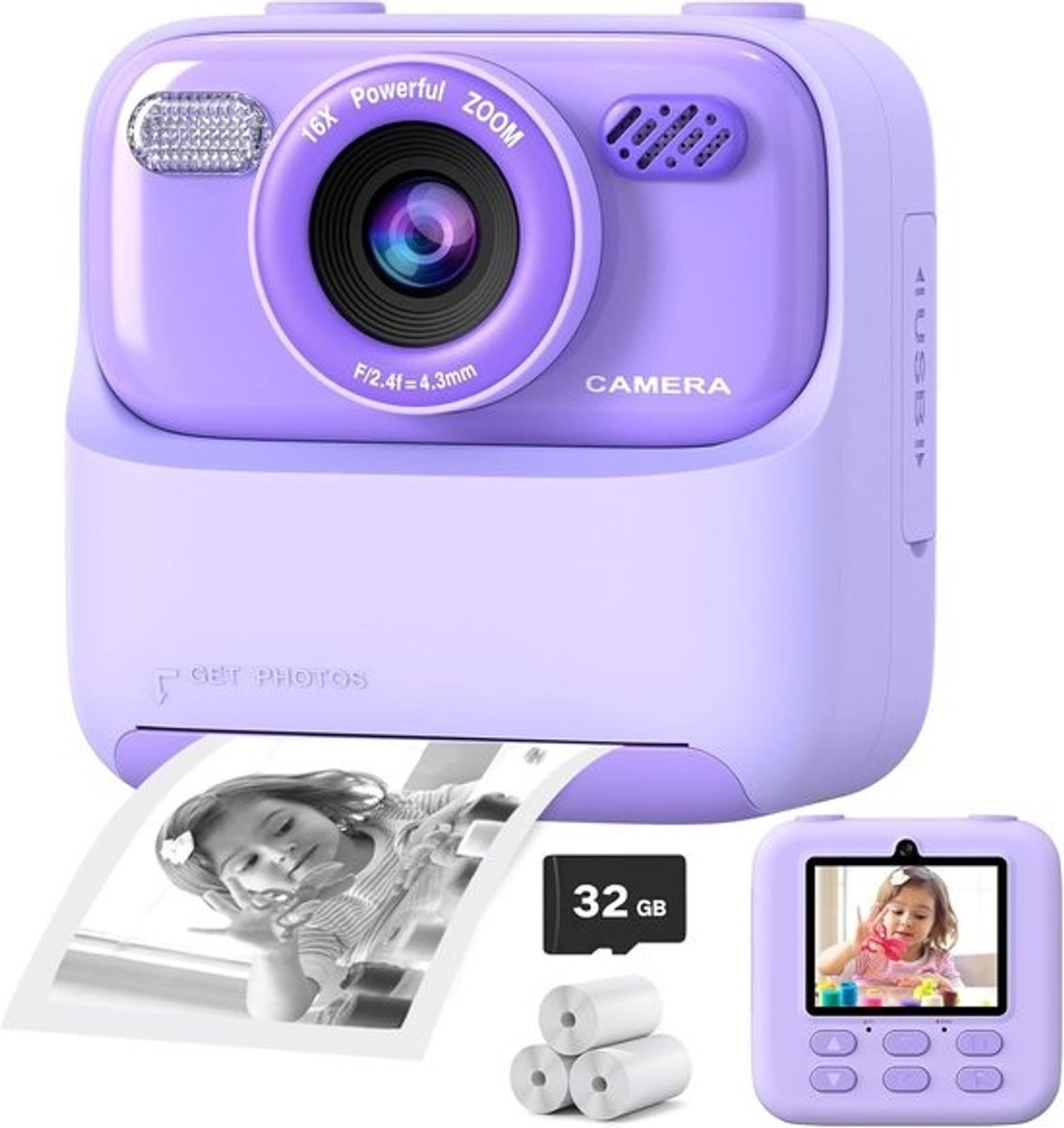 Upgrade Kids Camera Instant Print for Boys and Girls, 1080P HD Dual-Lens Selfie Digital Camera with Print Paper & 32G Card, Christmas Birthday Gifts Toys for Toddler and Teenagers Age 3-16 Years Old