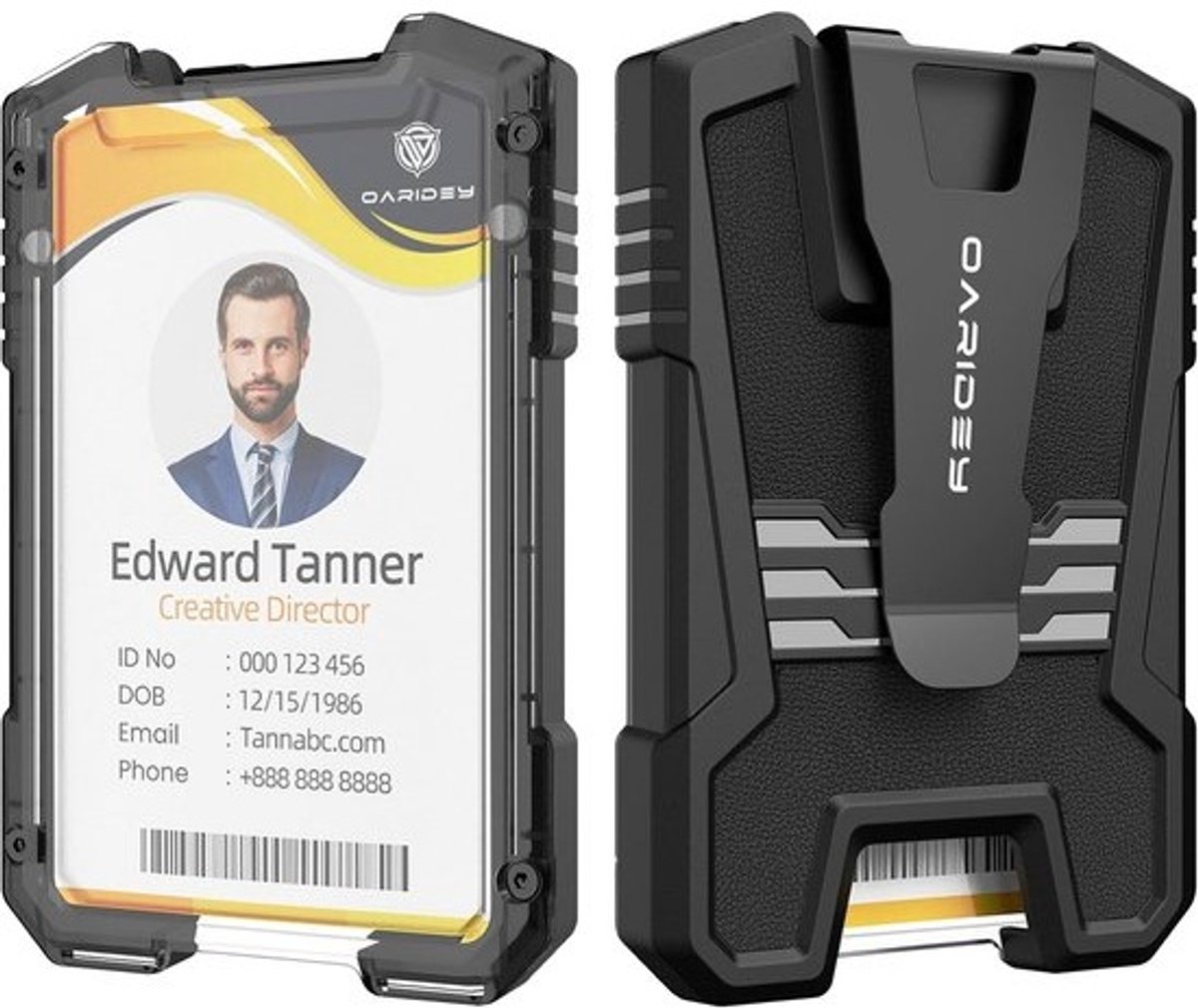 Zware ID Kaarthouder met Clip - Transparant Venster | Portemonnee voor Werk & Reis