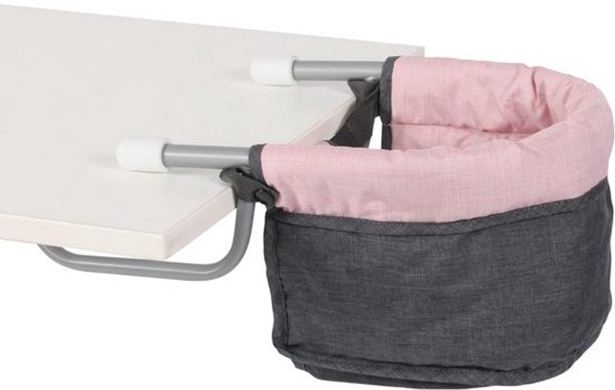 Hoge Poppenstoel voor Poppen tot 60 cm - Melange Antraciet-Roze