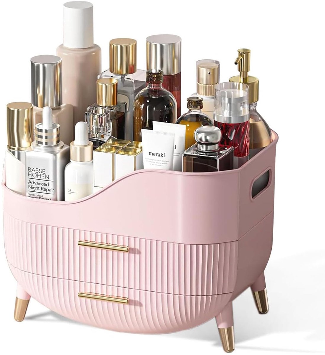 Make-up en Huidverzorging Organizer - Met lades en handvat - Voor kaptafel, ladekast en badkamer - Roze