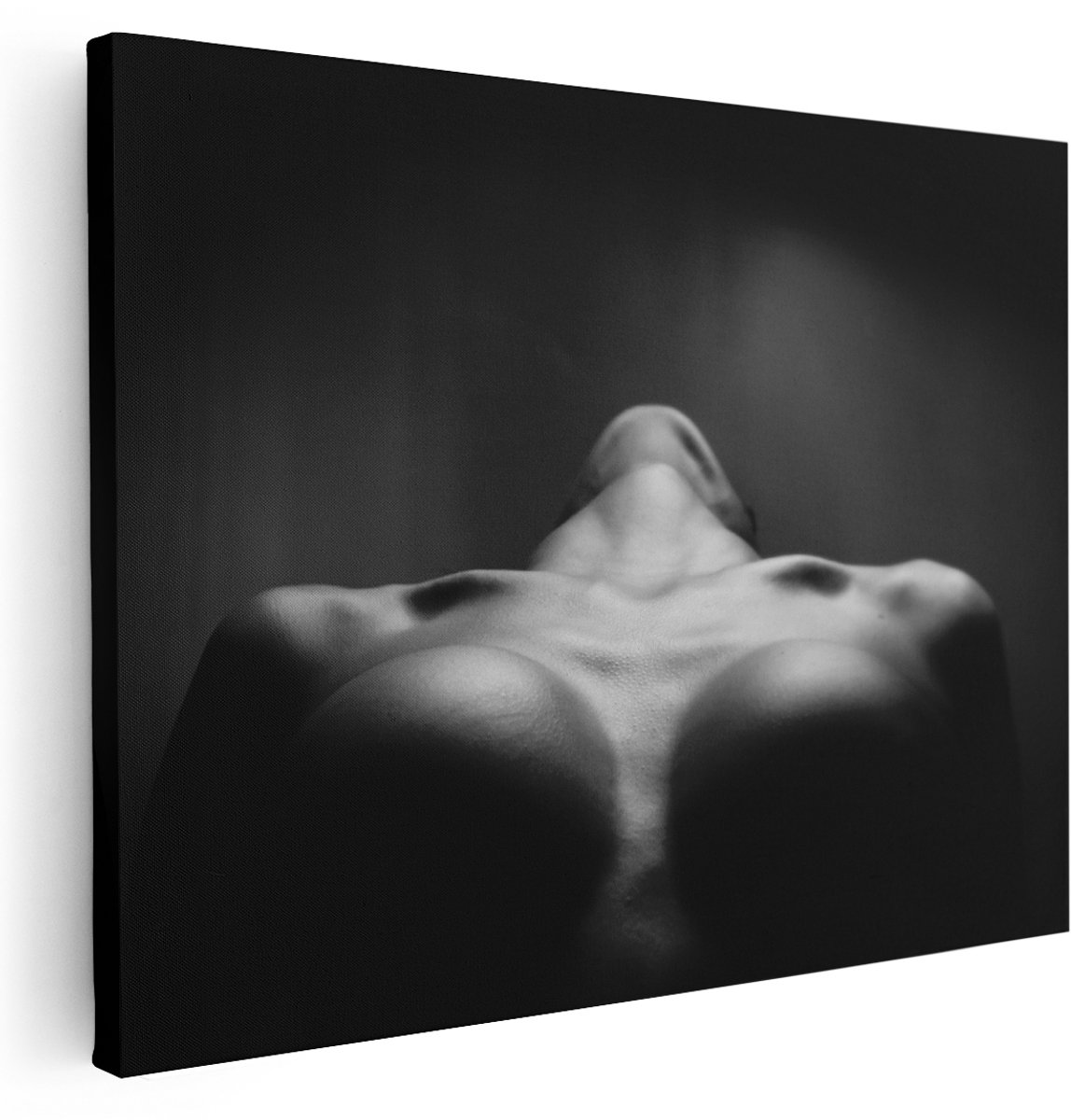 Artaza Canvas Schilderij Vrouwen Borsten - Erotiek - Zwart Wit - 160x120 cm - Groot - Wanddecoratie Woonkamer - Schilderijen - Muurdecoratie