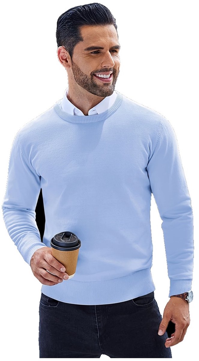 Currero Sweater Heren Sweaters Sweatshirt Hoodie Warme Trui Pullover Jumper Crewneck Vest Helder Staalblauw