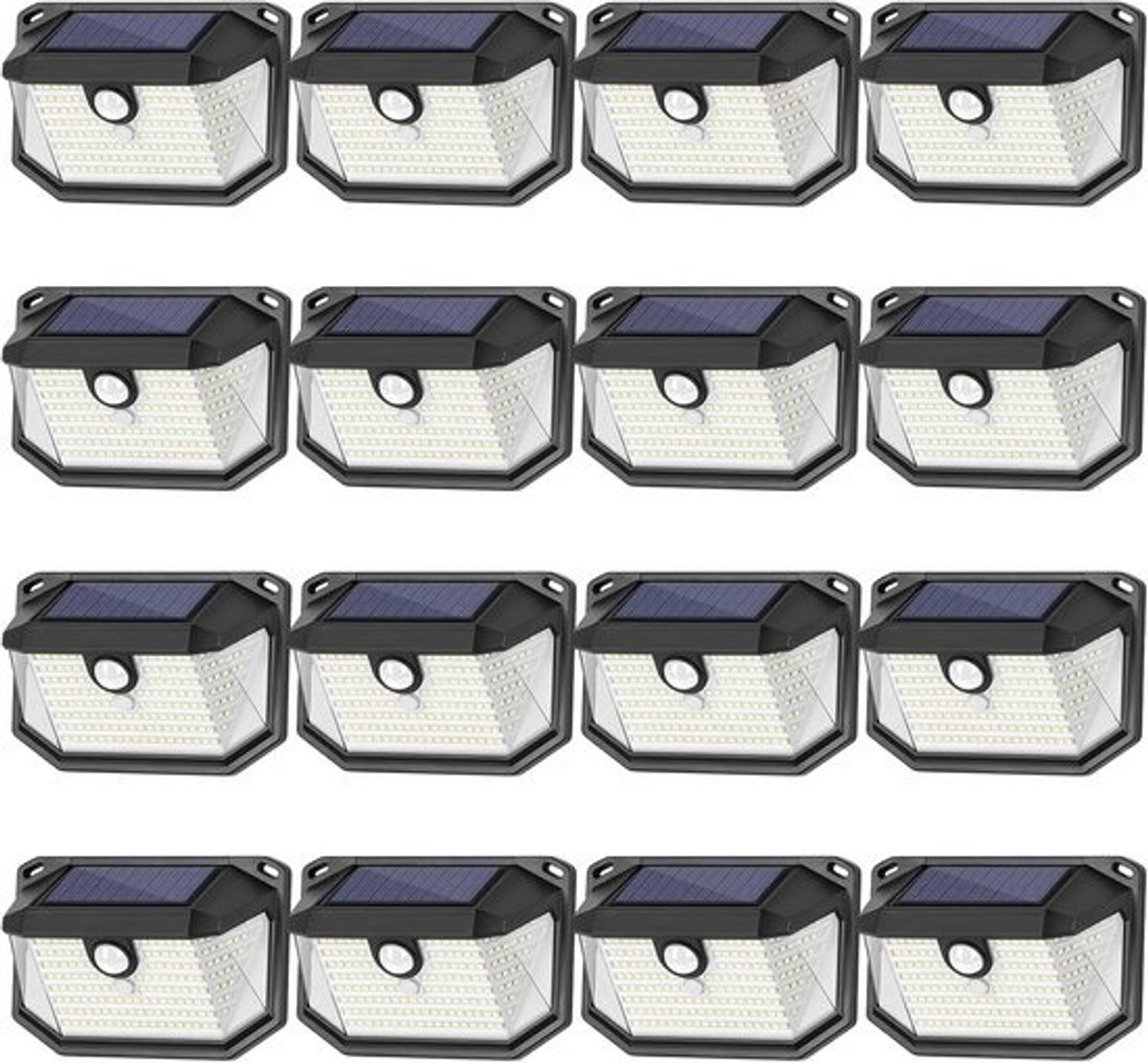 16 Stuks LED Buitenlamp Solar met Bewegingssensor - 178 LM Super Helder & 270° Hoek