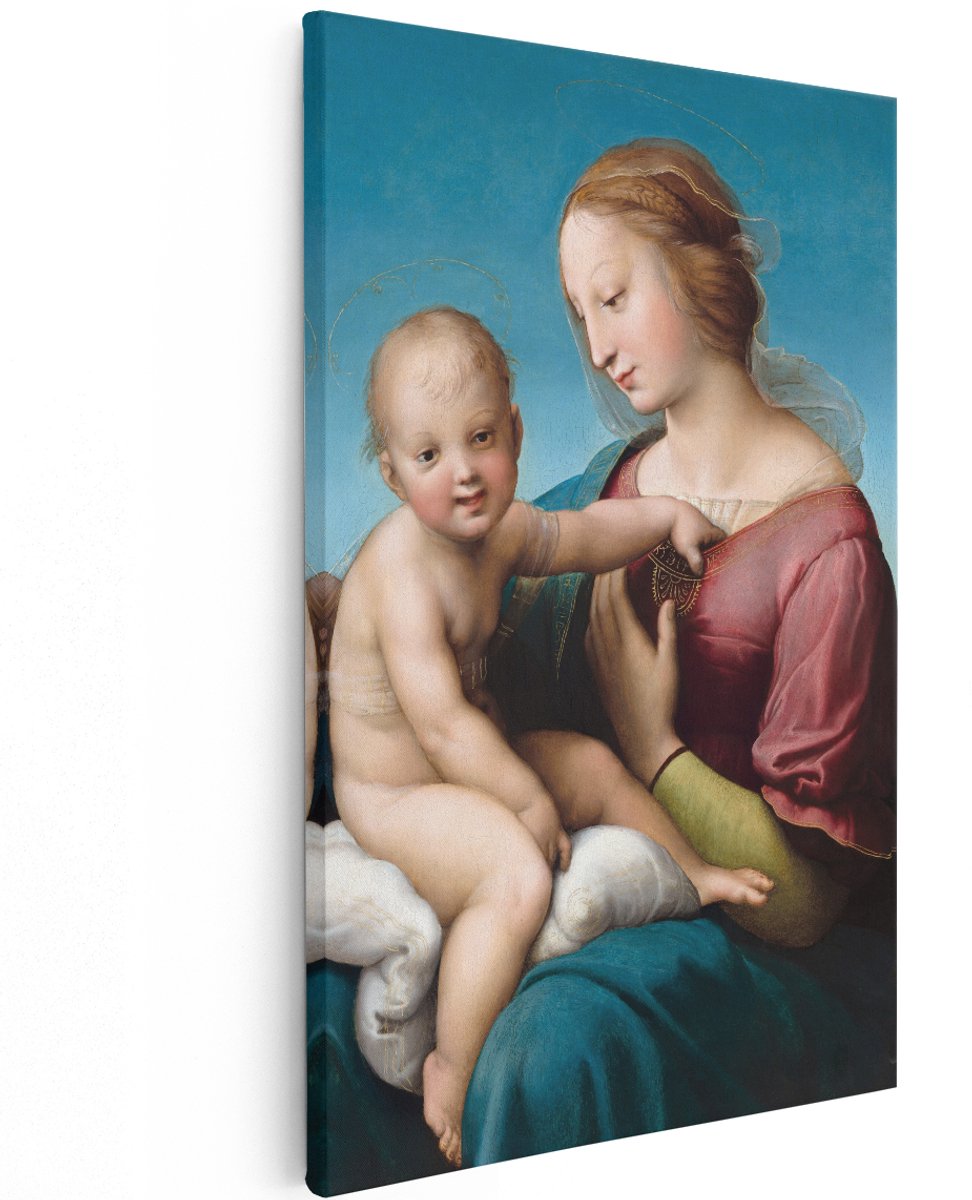 Artaza Canvas Schilderij Maria Met Kind - 120x180 cm - Groot - Wanddecoratie Renaissance - Muurdecoratie Klassiek Schilderij - Decoratie Woonkamer