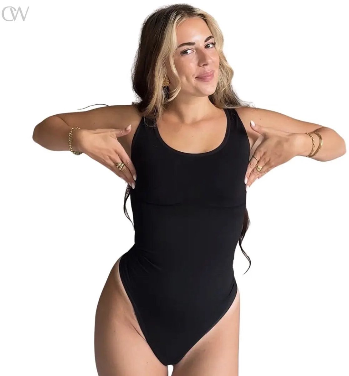 Fine Shaping Thong Body | Zwart