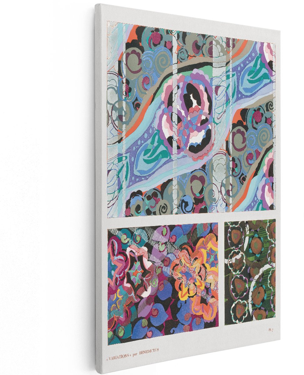 Artaza Canvas Schilderij Abstract - 120x180 cm - Groot - Wanddecoratie Kleurrijk - Muurdecoratie Vintage Benedictus - Decoratie Art Deco Bloemen