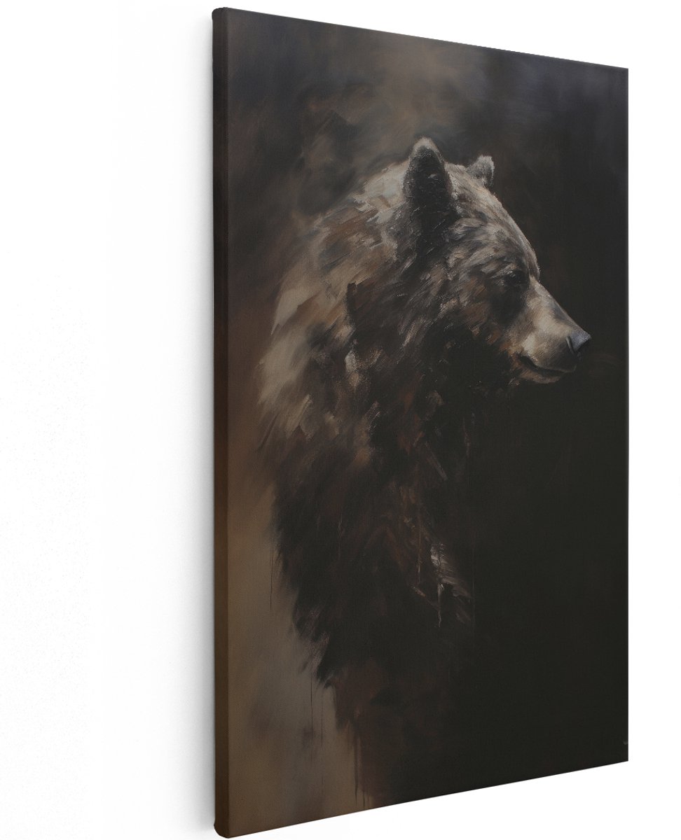 Artaza Canvas Schilderij Bruine Beer - 120x180 cm - Groot - Wanddecoratie Dieren - Muurdecoratie Dierenkop - Decoratie Portret Schilderij