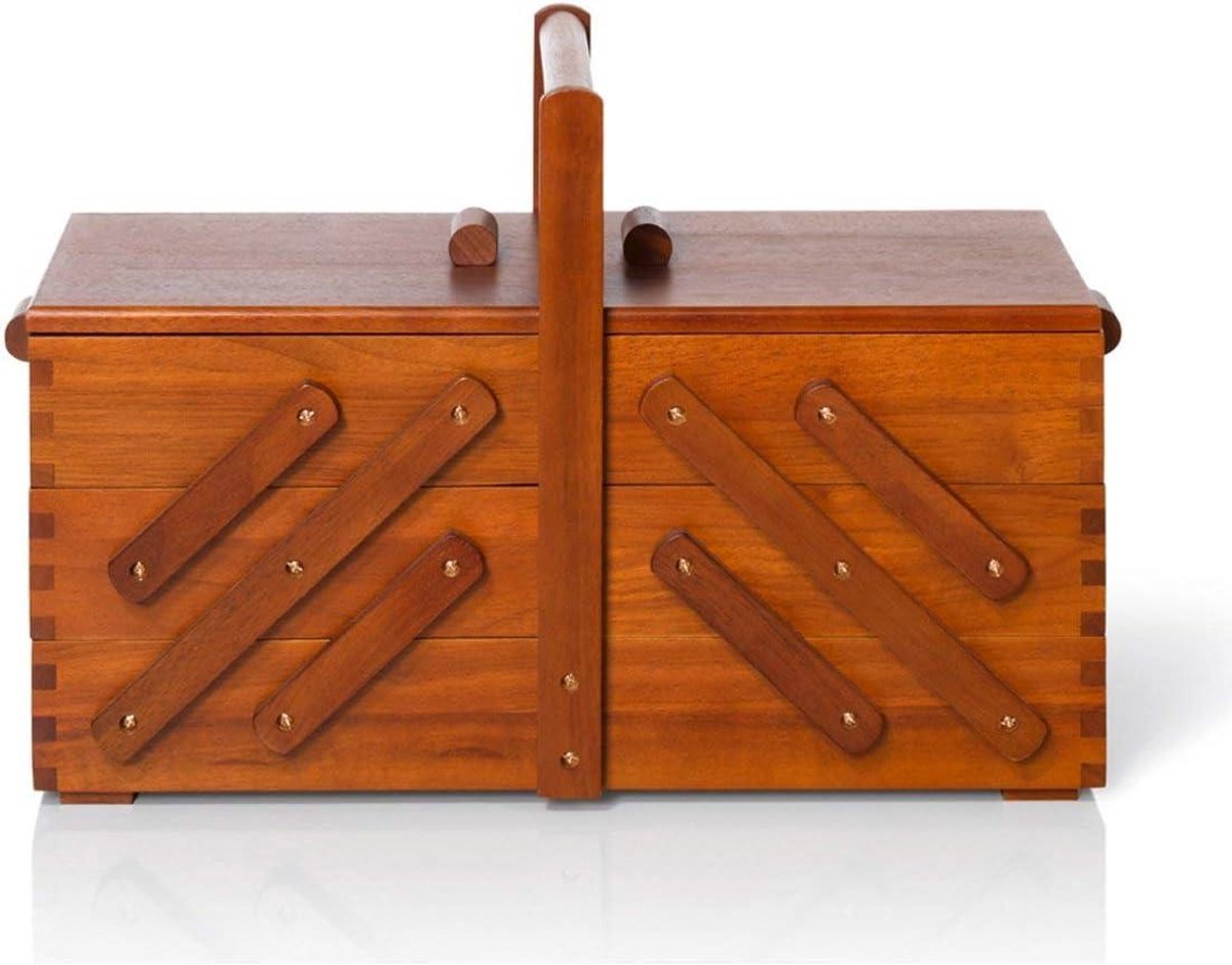 Naaimand L - Werkkist hout - Naaispullen opbergen - Harmonicaprinciple - 45 cm - Bruin