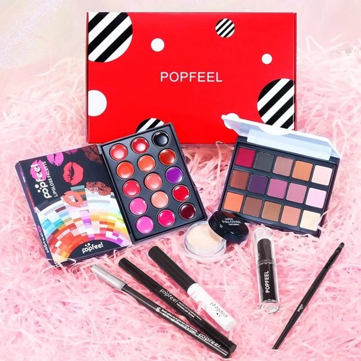 Complete 8-delige All-in-One Makeup Set - Compact Cosmetica Tasje met Oogschaduw, Lipgloss en Make-up Tools