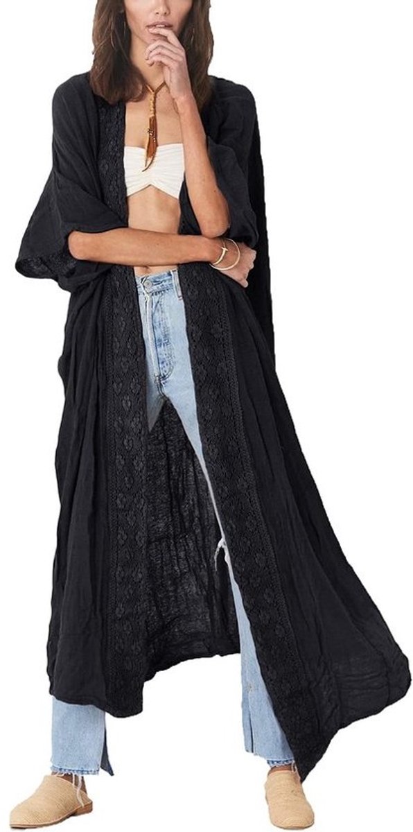 Lange Dames Chiffon Jurk met V-hals als Pareo en Strandcover-up