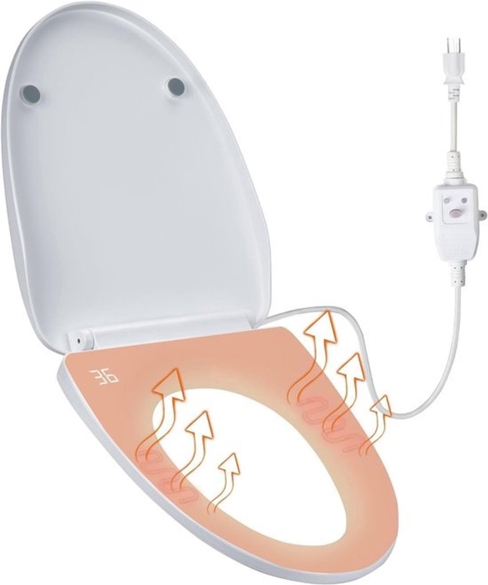 Smart Toiletbril - Verwarmd Bidet - Extra Comfort - Softclose & Nachtlampje - 43 x 33 cm - Wit