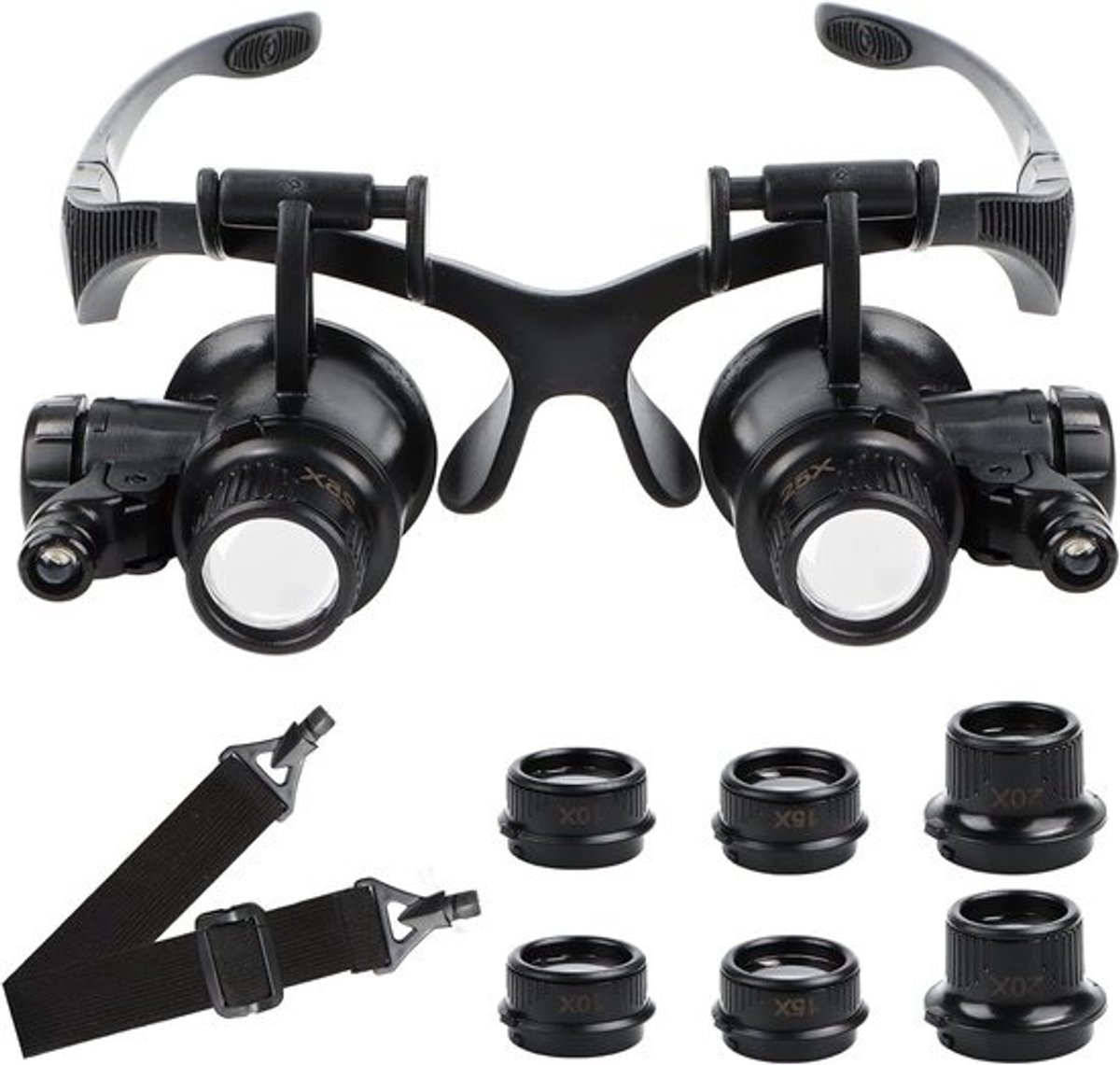 Vergrootbril met licht - Hoofdband - Verstelbaar LED-licht - Perfect voor juweliers en knutselen - ShopVlot