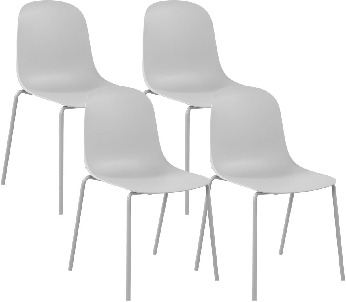 CLP Hardin Set van 4 stapelstoelen - Stapelbaar - Metaal - Kunststof/licht grijs