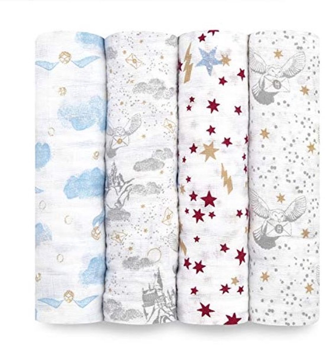 100% Katoenen Mousseline Inbaker- en Ontvangende Dekens 120x120cm - Ideale Inbakerdoek voor Pasgeborenen en Baby's - Perfecte Douchegeschenken, 4-pack