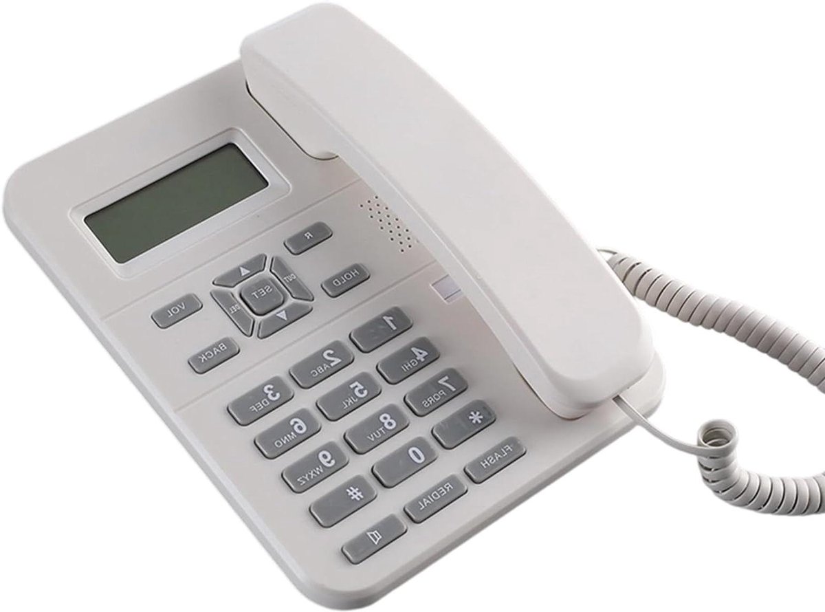 Vaste Telefoon - Zakelijk Bellen - Kantoor Communicatie - Bellerweergave Functie - 20 x 15 x 3 cm - Zwart/Wit