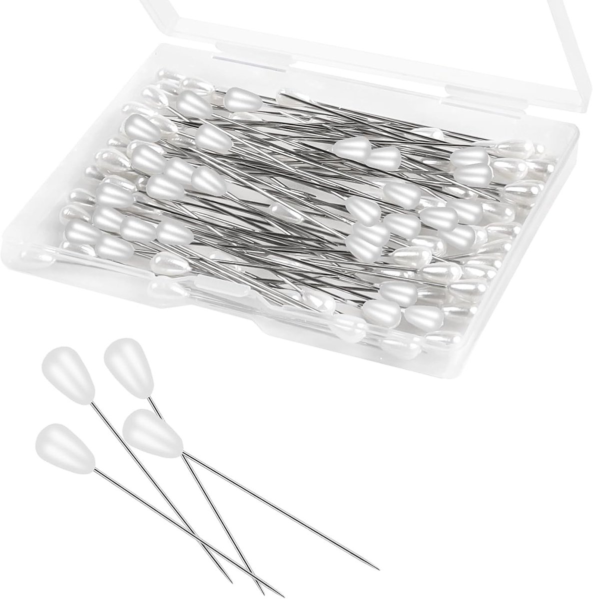 Grote Hoofd Naalden voor Borduren en Creatief Werk - 100 Stuks van 5.5 cm, Ideaal voor Bruidsboeketten, Beading en Handwerken met Opbergdoos