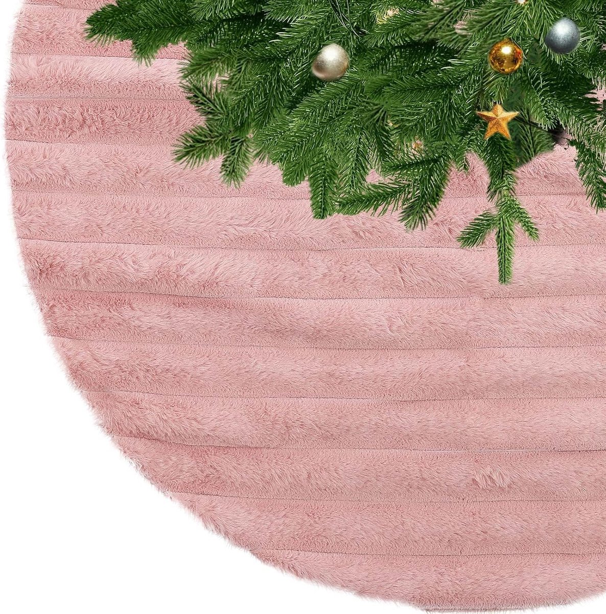 Fluffy Roze Kerstboomrok van Neppels, Dikke en Zachte Kerstboom Mat, Perfecte Kerstdecoratie voor een Gezellige Sfeer