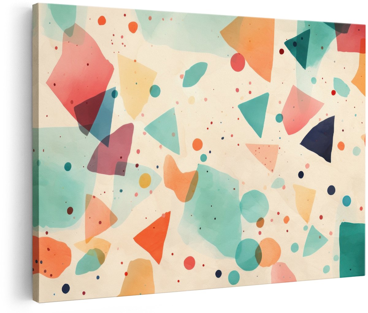 Artaza Canvas Schilderij Abstract - 180x120 cm - Groot - Wanddecoratie Kleurrijk - Muurdecoratie Geometrisch - Decoratie Organisch - Schilderijen Op Canvas