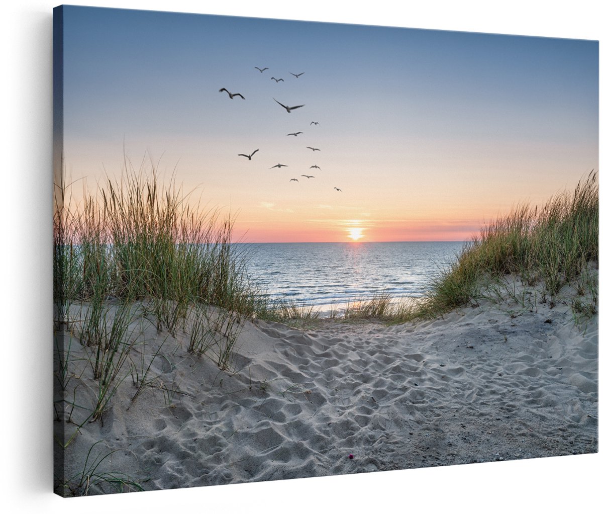 Artaza Canvas Schilderij Strand en Duinen - 180x120 cm - Groot - Foto Op Canvas - Wanddecoratie Woonkamer