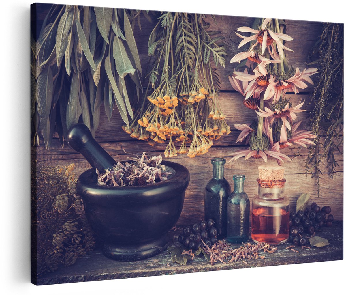 Artaza Canvas Schilderij Silleven van de Wijnoogst - 180x120 cm - Groot - Foto Op Canvas - Wanddecoratie Woonkamer