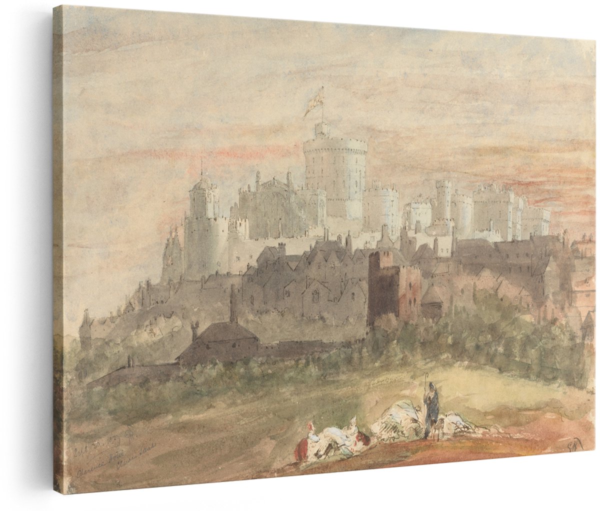 Artaza Canvas Schilderij Windsor Castle - 180x120 cm - Groot - Wanddecoratie Landschap - Muurdecoratie Klassiek Schilderij - Decoratie Woonkamer