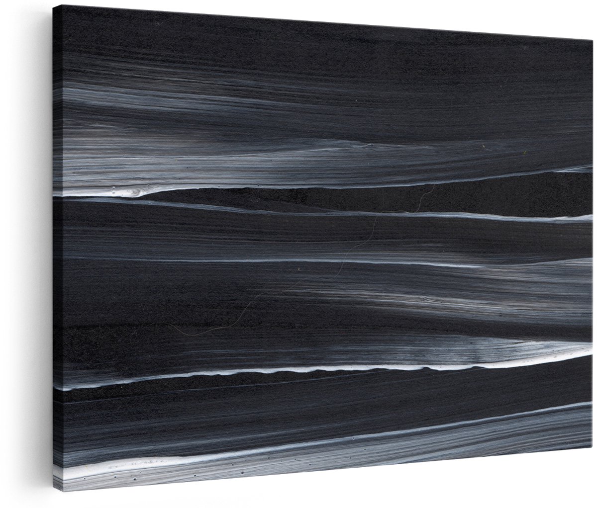 Artaza Canvas Schilderij Abstracte Kunst - Zwart met Witte Lijnen - 180x120 cm - Groot - Wanddecoratie Woonkamer - Schilderijen - Muurdecoratie