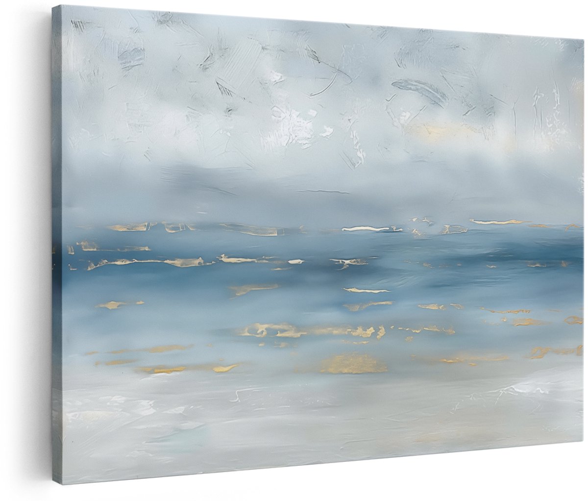 Artaza Canvas Schilderij Abstract Kunstwerk van de Oceaan - 180x120 cm - Groot - Wanddecoratie Woonkamer - Schilderijen - Muurdecoratie