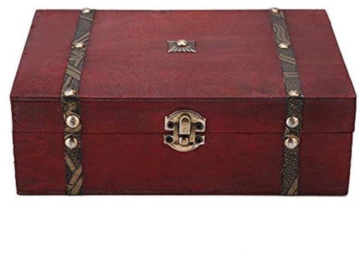 Vintage houten opbergdoos voor sieraden en decoratie