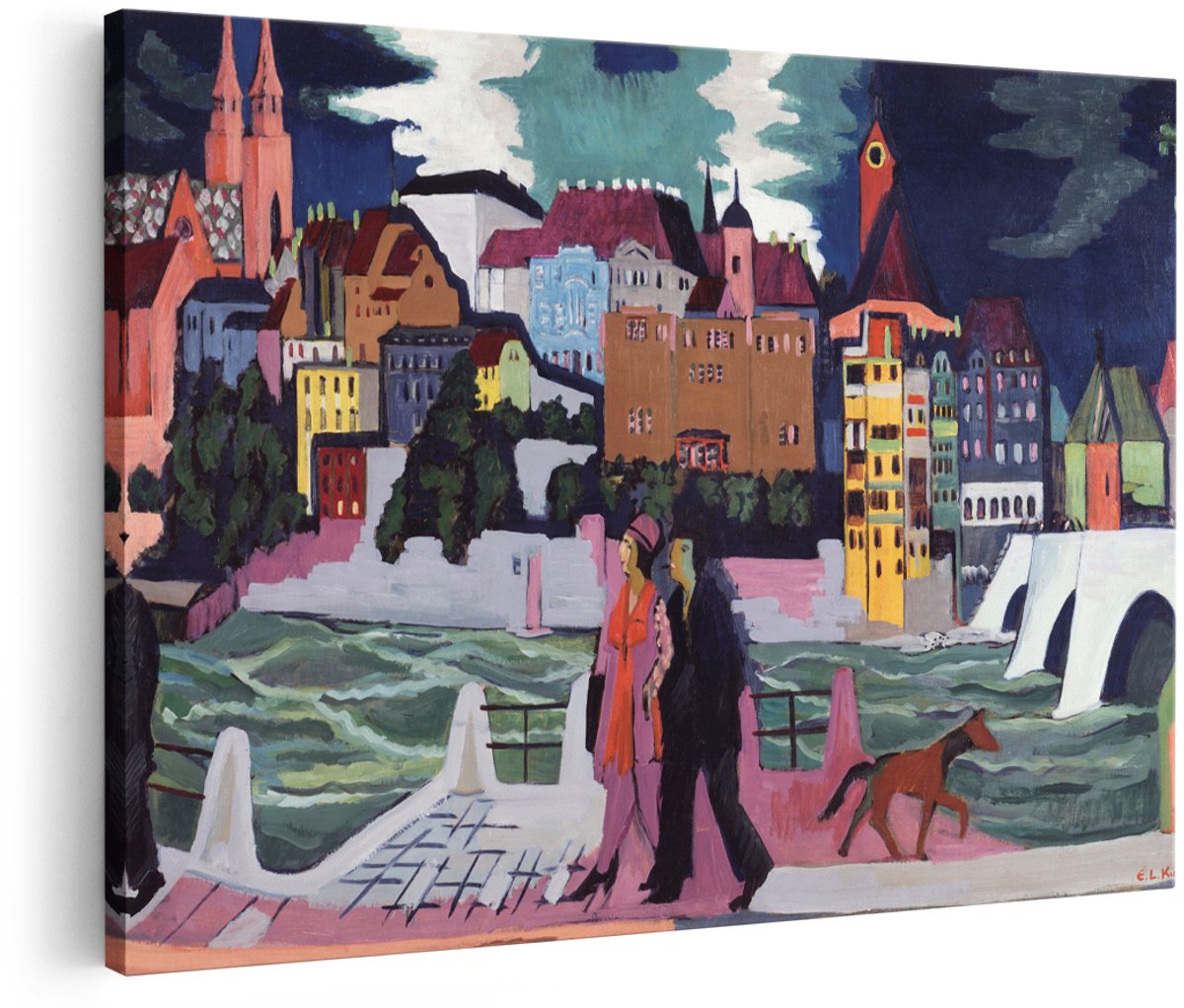 Artaza Canvas Schilderij Stadsgezicht - 180x120 cm - Groot - Wanddecoratie Expressionisme - Muurdecoratie Kleurrijk - Modern Schilderij Woonkamer