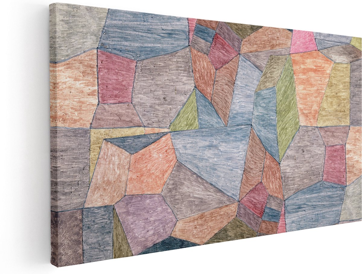 Artaza Canvas Schilderij Geometrisch Patroon - 180x90 cm - Groot - Wanddecoratie Abstract Modern - Muurdecoratie Kleurrijk - Kamer Accessoires Woonkamer
